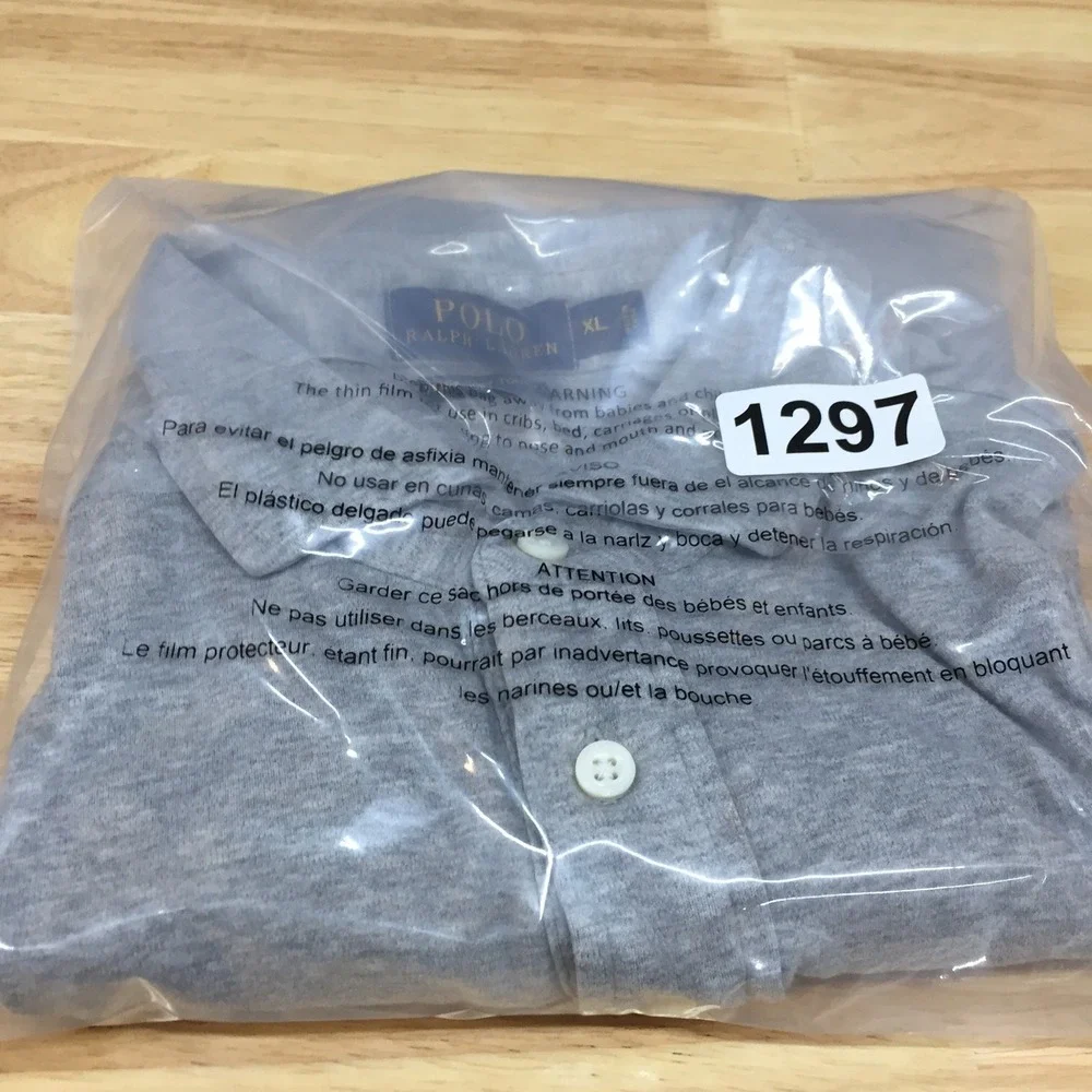 Polo Ralph Lauren Mens XL Gray Pima Soft Touch Long Sleeve Polo Shirt